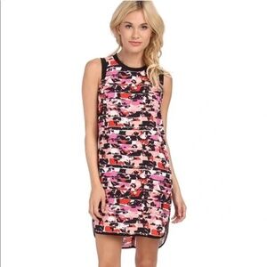Sam Edelman Hi-Lo Tank Dress Size M Pink Black Striped Watercolor Graphic Print